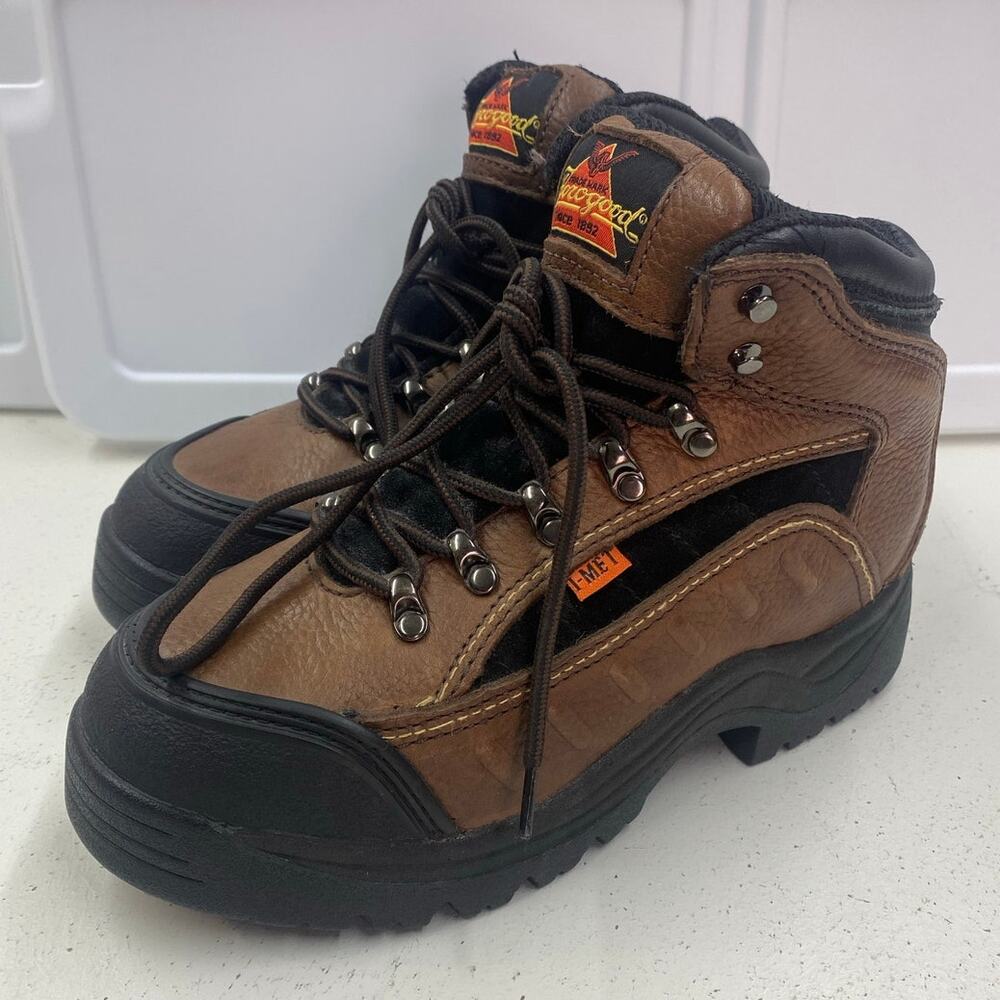 Women Thorogood I-MET Hiker Steel Toe Guard 6.5" leather work boots shoes, 7
